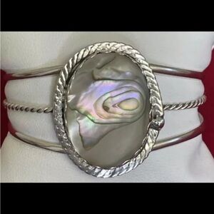 Sterling Silver Abalone Cuff Bracelet SouthWestern Old Pawn Handmade